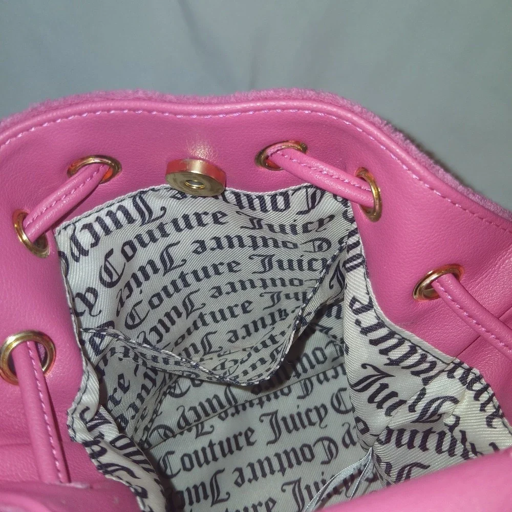 Juicy Couture Beach Couture Crossbody Terry Cloth Pink Flash Bucket Bag New